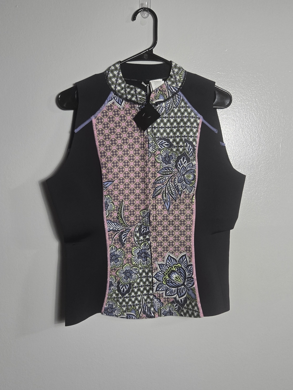 Prana NWT Kelis Neoprene Wetsuit Vest Wild Orchid Floral Swim Top Women Sz XL